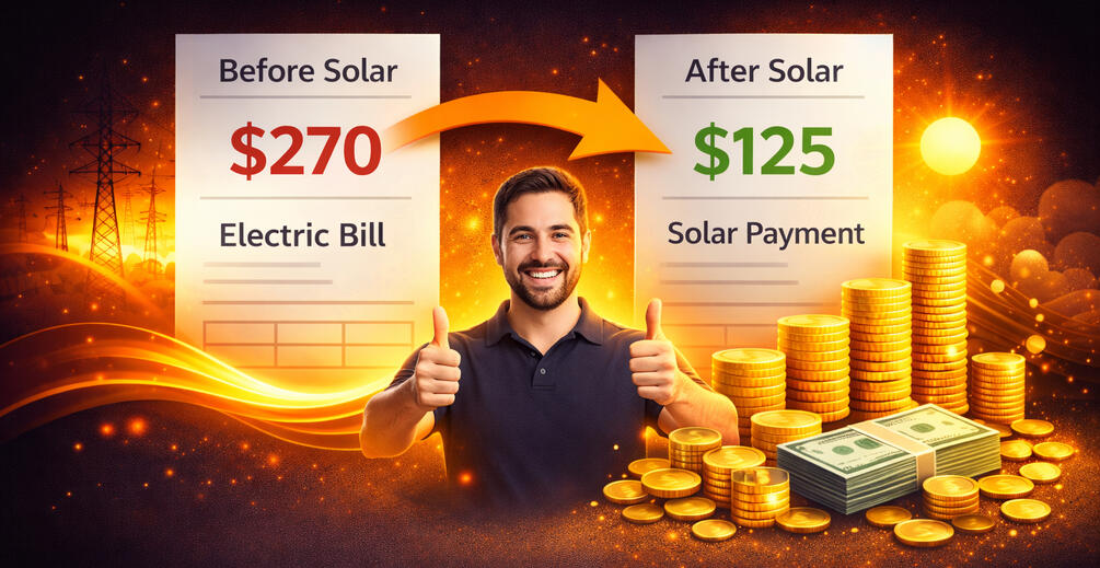 Example comparing an electric bill before solar with a potential solar payment